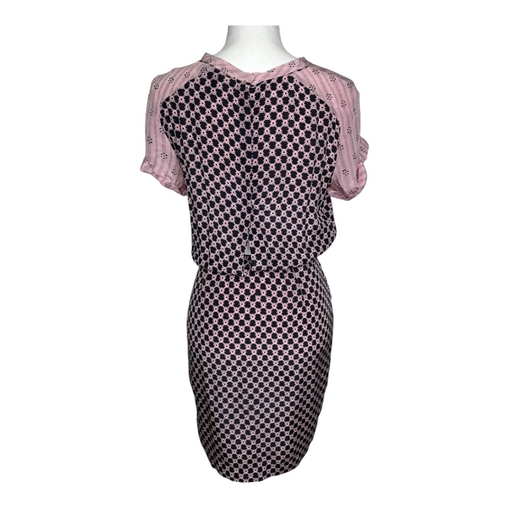 Isabel Marant Silk Tie Front Mini Dress Pink and Blue Pattern Size 38 Medium - Picture 3 of 8